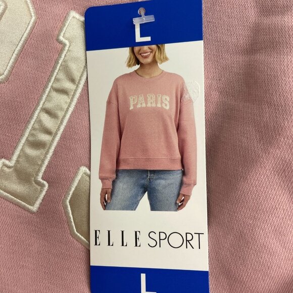 Elle Sport Women's L Paris Dusty Rose Sweatshirt Graphic Crewneck Pullover M0803 - Picture 9 of 10